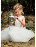 Cap Sleeves Velvet Tulle Flower Girl Dress